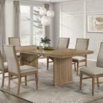 ADINA 7-PIECE EXTENSION DINING SET DISTRESSED LIGHT BROWN