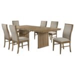 ADINA 7-PIECE EXTENSION DINING SET DISTRESSED LIGHT BROWN - Image 2