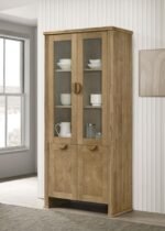 ADINA 77-INCH TALL DISPLAY CABINET DISTRESSED LIGHT BROWN - Image 2