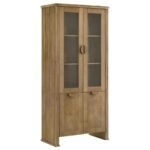 ADINA 77-INCH TALL DISPLAY CABINET DISTRESSED LIGHT BROWN