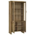 ADINA 77-INCH TALL DISPLAY CABINET DISTRESSED LIGHT BROWN - Image 3