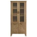 ADINA 77-INCH TALL DISPLAY CABINET DISTRESSED LIGHT BROWN - Image 4