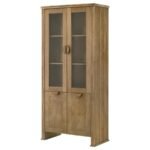 ADINA 77-INCH TALL DISPLAY CABINET DISTRESSED LIGHT BROWN - Image 6