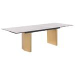 VESA 97-INCH GLASS TOP EXTENSION DINING TABLE BEIGE