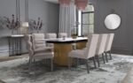 VESA 97-INCH GLASS TOP EXTENSION DINING TABLE BEIGE - Image 16