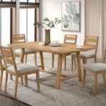 DUNCAN 7-PIECE RECTANGULAR WOOD DINING TABLE SET WASHED OAK