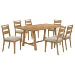 DUNCAN 7-PIECE RECTANGULAR WOOD DINING TABLE SET WASHED OAK - Image 2