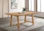 DUNCAN 71-INCH RECTANGULAR WOOD DINING ROOM TABLE WASHED OAK - Image 2