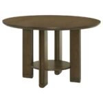 OTTOWA 47-INCH ROUND WOOD DINING TABLE WITH SHELF BROWN