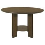 OTTOWA 47-INCH ROUND WOOD DINING TABLE WITH SHELF BROWN - Image 3