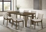 OTTOWA 7-PIECE RECTANGULAR WOOD DINING ROOM TABLE SET BROWN