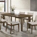 OTTOWA 7-PIECE RECTANGULAR WOOD DINING ROOM TABLE SET BROWN