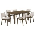 OTTOWA 7-PIECE RECTANGULAR WOOD DINING ROOM TABLE SET BROWN - Image 2
