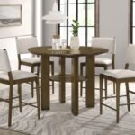 OTTOWA 5-PIECE ROUND COUNTER HEIGHT DINING ROOM SET BROWN