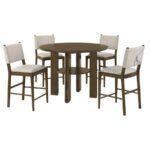 OTTOWA 5-PIECE ROUND COUNTER HEIGHT DINING ROOM SET BROWN - Image 2