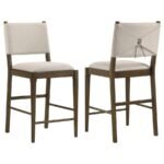 OTTOWA UPHOLSTERED COUNTER SIDE CHAIR BROWN (SET OF 2)