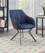 MAYER UPHOLSTERED DINING ARM CHAIR BLUE AND BROWN (SET OF 2) - Image 2