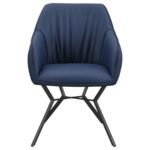 MAYER UPHOLSTERED DINING ARM CHAIR BLUE AND BROWN (SET OF 2) - Image 4