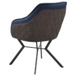 MAYER UPHOLSTERED DINING ARM CHAIR BLUE AND BROWN (SET OF 2) - Image 7