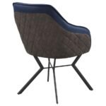 MAYER UPHOLSTERED DINING ARM CHAIR BLUE AND BROWN (SET OF 2) - Image 8