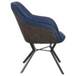 MAYER UPHOLSTERED DINING ARM CHAIR BLUE AND BROWN (SET OF 2) - Image 9