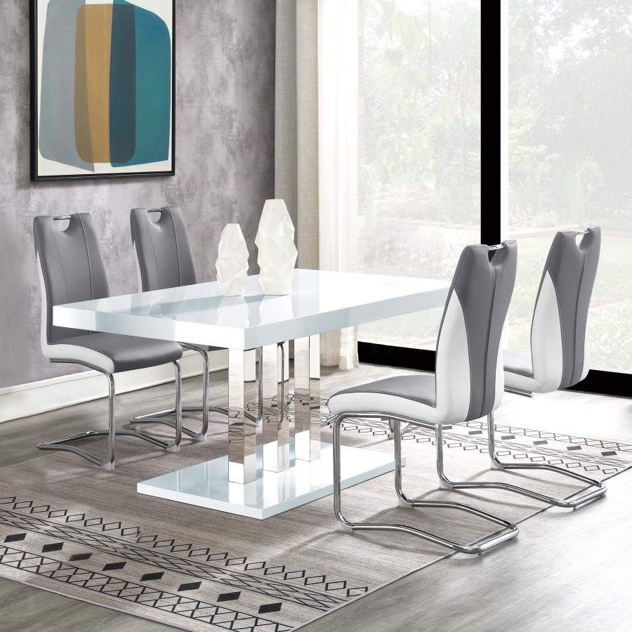 193811-S5_01x900.jpg BROOKLYN 5-PIECE RECTANGULAR DINING SET WHITE HIGH GLOSS - Image 1