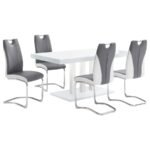 BROOKLYN 5-PIECE RECTANGULAR DINING SET WHITE HIGH GLOSS - Image 2