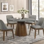 FRANKLIN 5-PIECE 50-INCH ROUND DINING TABLE SET GREY AND DARK OAK