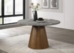 FRANKLIN 50-INCH ROUND DINING TABLE GREY AND DARK OAK - Image 2