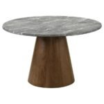 FRANKLIN 50-INCH ROUND DINING TABLE GREY AND DARK OAK