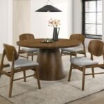 FRANKLIN 5-PIECE 54-INCH ROUND DINING TABLE SET DARK BROWN