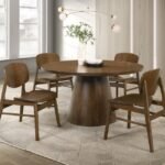 FRANKLIN 5-PIECE 54-INCH ROUND DINING TABLE SET DARK BROWN