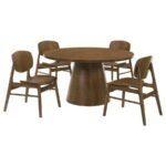 FRANKLIN 5-PIECE 54-INCH ROUND DINING TABLE SET DARK BROWN - Image 2