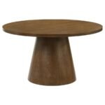 FRANKLIN 54-INCH ROUND WOOD PEDESTAL BASE DINING TABLE DARK BROWN