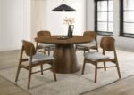 FRANKLIN 54-INCH ROUND WOOD PEDESTAL BASE DINING TABLE DARK BROWN - Image 7