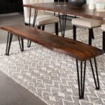 NEVE LIVE EDGE WOOD DINING BENCH HAIRPIN LEGS GREY SHEESHAM - Image 2
