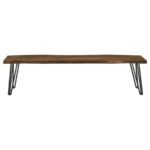 NEVE LIVE EDGE WOOD DINING BENCH HAIRPIN LEGS GREY SHEESHAM - Image 3