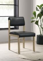 KEHOE UPHOLSTERED DINING SIDE CHAIR BLACK AND NATURAL OAK (SET OF 2) - Image 2