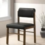 KEHOE UPHOLSTERED DINING SIDE CHAIR BLACK AND WALNUT (SET OF 2)