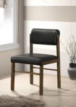 KEHOE UPHOLSTERED DINING SIDE CHAIR BLACK AND WALNUT (SET OF 2)