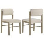 KEHOE UPHOLSTERED DINING SIDE CHAIR CREAM AND NATURAL OAK (SET OF 2)