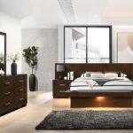 JESSICA 5-PIECE QUEEN LED BEDROOM SET CAPPUCCINO