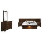 JESSICA 5-PIECE QUEEN LED BEDROOM SET CAPPUCCINO - Image 2