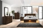 JESSICA 5-PIECE QUEEN LED BEDROOM SET CAPPUCCINO
