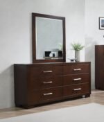 JESSICA 6-DRAWER DRESSER WITH MIRROR CAPPUCCINO - Image 2