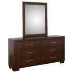 JESSICA 6-DRAWER DRESSER WITH MIRROR CAPPUCCINO