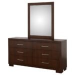 JESSICA 6-DRAWER DRESSER WITH MIRROR CAPPUCCINO - Image 4
