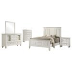SANDY BEACH 5-PIECE QUEEN BEDROOM SET CREAM WHITE - Image 2