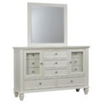 SANDY BEACH 11-DRAWER DRESSER WITH MIRROR CREAM WHITE