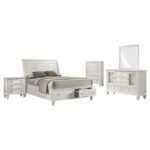 SANDY BEACH 5-PIECE QUEEN BEDROOM SET CREAM WHITE - Image 2